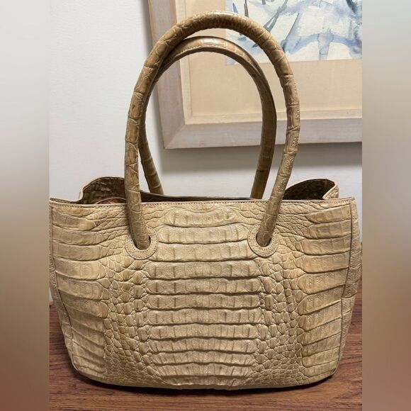Byron Genuine Hornback Crocodile Tan Leather Tote. - Picture 2 of 11